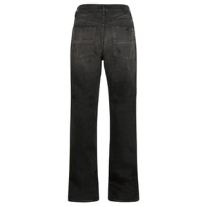 Amiri MA Bar Logo Straight Fit Jeans aus gealtertem schwarzem Denim