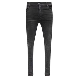 Amiri Slim Fit Distressed Amiri Logo Aged Black Denim-Jeans