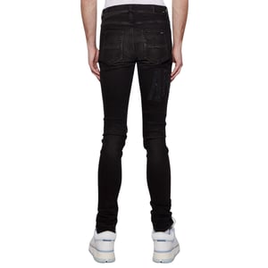 Amiri Slim Fit Distressed Amiri Logo Aged Black Denim-Jeans