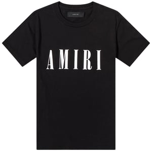 Schwarzes T-Shirt mit großem Markenlogo von Amiri