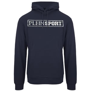 Plein Sport Kapuzenpullover in Marineblau mit großem Stempellogo