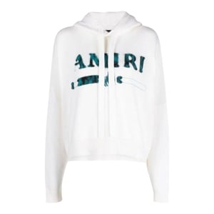 Amiri Leopard MA Bar Logo Weißer Strick-Hoodie