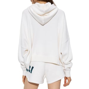 Amiri Leopard MA Bar Logo Weißer Strick-Hoodie