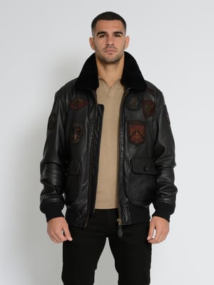 Top Gun Lederjacke TG2023004 mit Lammfellkragen