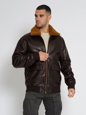 Top Gun Lederjacke TG2023002 mit Lammfellkragen