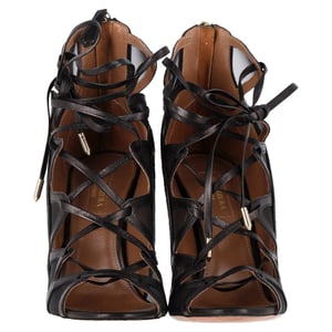 Aquazzura French Lover Leoparden-Print Sandalen aus braunem Ponyhaar