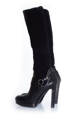 Schwarze Overknee-Sockenstiefel