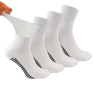 4er-Pack Kurze Bambus-Diabetikersocken mit Grips für Männer und Frauen