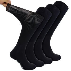 4er-Pack lange Bambusdiabetikersocken mit Noppen für Männer und Frauen