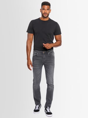 A. Salvarini Herren Jeans Slim Fit Stretch Denim 5-Pocket - Dunkelgrau