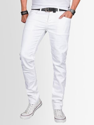 A. Salvarini Herren Jeans Slim Fit Stretch Denim 5-Pocket - Weiß