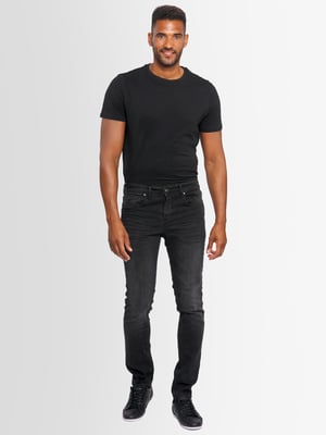 A. Salvarini Herren Jeans Slim Fit Stretch Denim 5-Pocket - Schwarz Washed