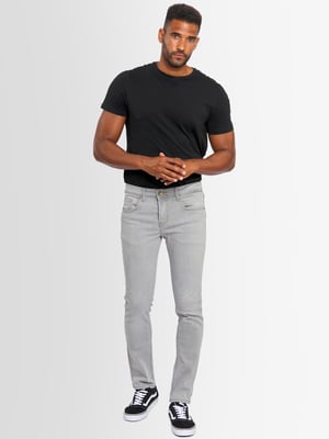 A. Salvarini Herren Jeans Slim Fit Stretch Denim 5-Pocket - Hellgrau