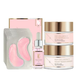 EGF Cell Effect Tagesfeuchtigkeitscreme + EGF Cell Effect Nachtfeuchtigkeitscreme + RoseBlossom Augenpads + Rose Blossom Gesichtsöl