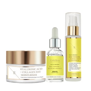 Hyaluronsäure & Kollagen Tagescreme 50ml + Bienengift + Manuka-Honig Elixier-Serum 60ml + Bienengift + Manuka-Honig Serum-Öl 30ml