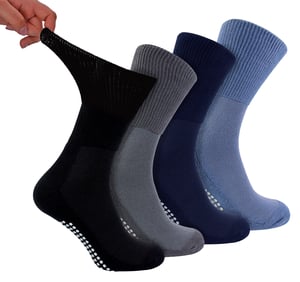 4er-Pack Bambus-Diabetikersocken mit Rutschfesten für Männer und Frauen