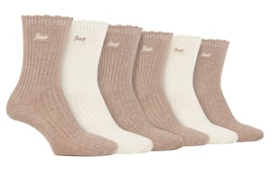 Damen 6er Pack Bambus-Stiefelsocken | Süße Socken mit gewelltem Rand