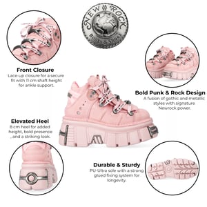 New Rock M-106-C153 Pink Tower Plateau Gothic Punk Stiefeletten