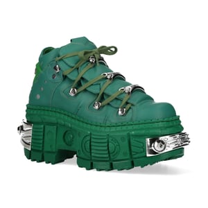 New Rock M-106WALL-C29 Gothic-Stiefeletten aus metallisch grünem Leder