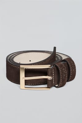 Gürtel Cesar aus Spaltleder braun mit Polo Club Details