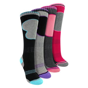 4er-Pack Mädchen Skisocken | Thermo-Winter-Socken mit Polsterung für Kinder
