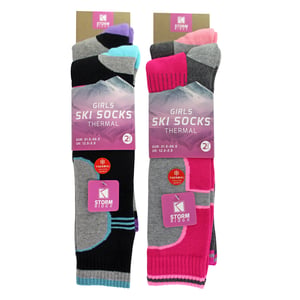 4er-Pack Mädchen Skisocken | Thermo-Winter-Socken mit Polsterung für Kinder