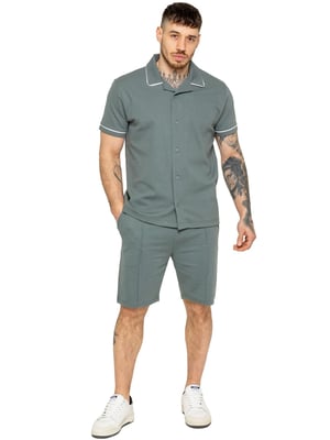 Enzo | Mens Piping Shirt & Shorts Trainingsanzug Set