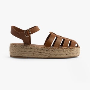 AUTHENTISCHES LEDER Damen-Espadrilles Cognacbraun