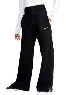 Nike Phoenix Fleece-Jogginghose für Damen mit weitem Bein in Schwarz