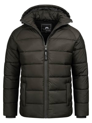 Arctic Seven Herren Steppjacke wind- und wasserabweisende Winterjacke mit  Kapuze Dunkelgrau