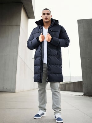 Arctic Seven Herren Winter Parka gesteppt Navy