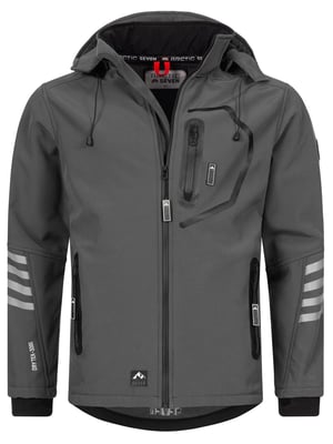 Arctic Seven Herren Softshell Jacke Übergangsjacke – Grau-Schwarz