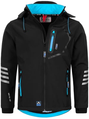 Arctic Seven Herren Softshell Jacke Übergangsjacke – Schwarz-Blau