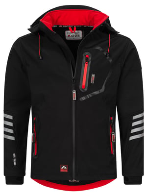 Arctic Seven Herren Softshell Jacke Übergangsjacke – Schwarz-Rot
