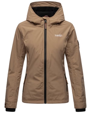 Marikoo Damen Übergangsjacke leichte wind- und wasserabweisende Jacke mit Kapuze Taupe