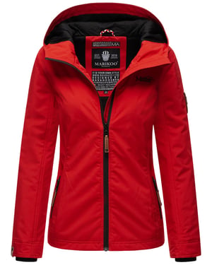 Marikoo Damen Übergangsjacke leichte wind- und wasserabweisende Jacke mit Kapuze Rot