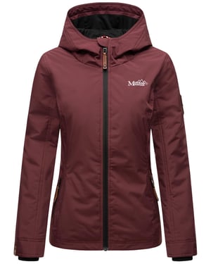 Marikoo Damen Übergangsjacke leichte wind- und wasserabweisende Jacke mit Kapuze Weinrot