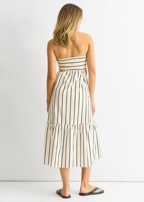 Gestreiftes Bardot-Midikleid aus Baumwolle