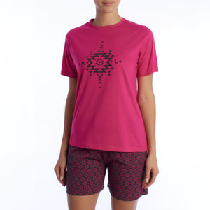 Damen-Sommerpyjama aus 100 % Baumwolle KL40000 Kurzarm-T-Shirt und Shorts, Frühlings-Sommerpyjama
