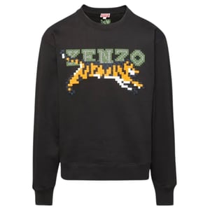 Kenzo Paris Digital Tiger Design Schwarzes Sweatshirt