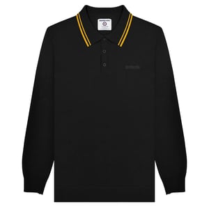 Lambretta - Poloshirt Mit kontrastfarbenen Streifen für Herren Langärmlig (Schwarz/Gold)