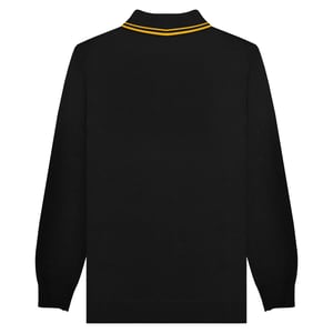 Lambretta - Poloshirt Mit kontrastfarbenen Streifen für Herren Langärmlig (Schwarz/Gold)
