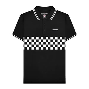 Lambretta - "SS25" Poloshirt Mit kontrastfarbenen Streifen für Herren (Schwarz/Weiß)