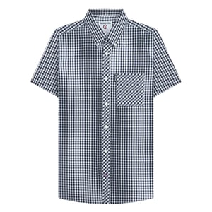 Lambretta Herren SS25 Karierter Hemd (Marineblau/Weiß)