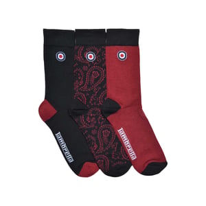 Lambretta - Socken für Herren(3er-Pack) (Schwarz/Burgunderrot)