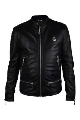 Philipp Plein Biker Jacke Schwarz