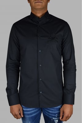 Philipp Plein Diamond Cut LS Skull hemd Schwarz