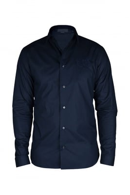 Philipp Plein Gold Cut LS Skull Hemd Blau