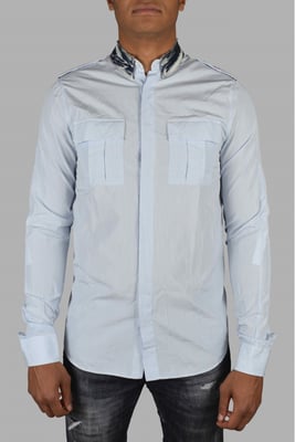 Balmain Hemd mit Jeanskragen Blau