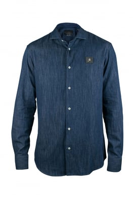 Philipp Plein Diamond Cut LS Skull hemd Blau
